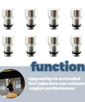 Fuel Injector Spacer Kit For LS1 And LS6 To Truck Intake Manifold Adapters Eight Piece Set showcased with function graphic