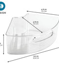 Clear Plastic Lazy Susan Cabinet Storage Bins Set Of 4 Quarter Wedge Containers For Kitchen Pantry Or Counter Organization BPA Free 12.5 In By 6.75 In By 4 In Fits 18 To 20 Inch Lazy Susan Circle diagram with dimensions.