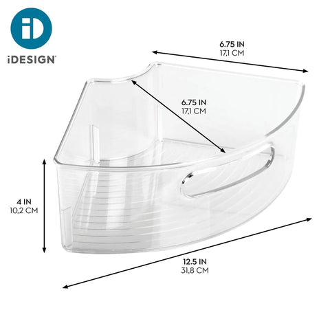Clear Plastic Lazy Susan Cabinet Storage Bins Set Of 4 Quarter Wedge Containers For Kitchen Pantry Or Counter Organization BPA Free 12.5 In By 6.75 In By 4 In Fits 18 To 20 Inch Lazy Susan Circle diagram with dimensions.