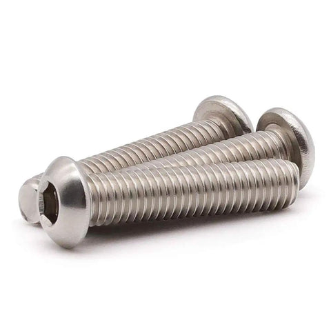 Top Shelf 50 Pack Of 10 32 By 3 4 Inch Hex Socket Button Head Cap Screws Built From Heavy Duty 304 Stainless Steel, showing three screws.