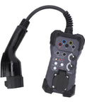 Pro Level EVSE Diagnostic Adapter For Hassle Free Charging Station Simulations, black plug and control panel for EV testing.