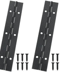 Stainless Steel Piano Hinge Kit Two Pack Six Inch Heavy Duty Continuous Cabinet Hardware With Mounting Screws Black Finish components, screws included.