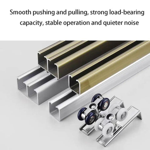 Heavy Duty Sliding Door Track Kit With Aluminum Alloy Double Track Rails And Roller Set for wardrobes, barns, garage doors