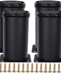 Thick Stainless Steel Furniture Legs Adjustable 4 Inch Black Round Foot Set of 4 Heavy Duty Support for Cabinets Tables Desks Beds Shelves Sofas Ideal for Home or Office Use with 16 screws