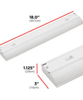 Under Cabinet Lights 18 Inch Hardwired With Three Color Settings 2700K 4000K 5000K Dimmable Warm White Cool White Daylight Energy Efficient LED High CRI 91 Steel Construction For Kitchen Countertop Lighting with dimensions and detail view