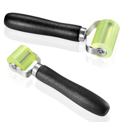 Two Size Car Sound Deadening Roller For Auto Audio Install PU Wheel Seam Roller With Wooden Handle Noise Insulation Roller