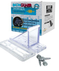 50 Pack Built Tough Snow Guards For Metal Roofs With Perfect Seal Gaskets And Mounting Screws, clear polycarbonate, includes screws, showing packaging.