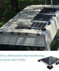Drill Free Solar Panel Mounting Bracket Kit Seven Piece ABS For Roofs On RVs Caravans Boats Campers Sheds Garages And Boat Decks Black Easy DIY Install Corner Brackets installed on RV roof