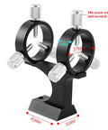 Beefy High Profile Aluminum Alloy Adjustable Laser Finder Scope Bracket With One Quarter Inch Screw Fits Five To Thirty Eight Millimeter Pointers Compatible With Celestron SkyWatcher Vixen Telescopes, dual ring mount with measurement details.