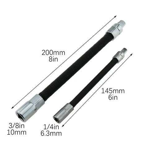 Heavy Duty Flexible Sleeve Extension Bar Set With 1/4 And 3/8 Inch Adapter Sockets for Grease Monkey mechanics, two flexible rods.