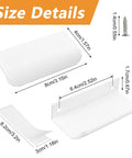 Size details for Eight Pack Finger Edge Self Stick Cabinet Drawer Pulls 80mm White Concealed Handles with dimensions and a screw