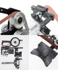Tough As Nails Belt Sander And Knife Grinder With Multi Angle Sharpener showing copper motor and adjustable parts.