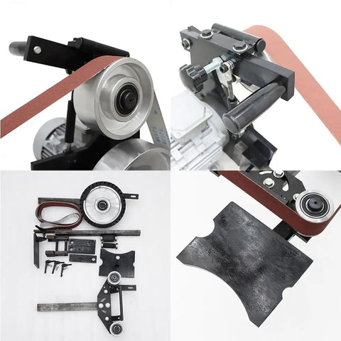 Tough As Nails Belt Sander And Knife Grinder With Multi Angle Sharpener showing copper motor and adjustable parts.