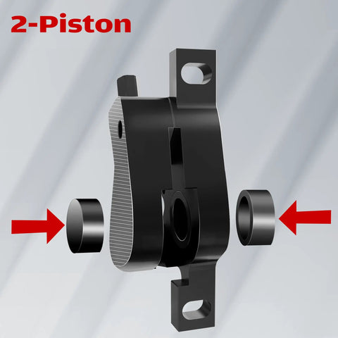 2-piston mechanism of Hydraulic Disc Brake Kit for Mountain Bike With Front and Rear Calipers, Aluminum Two-Finger Levers, Black