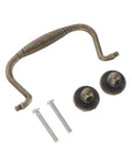 Vintage Zinc Alloy Cabinet Pull Set, 4pc Retro Drawer and Door Handles for Furniture, Antique Bronze Finish, screws included close-up