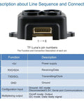 LiDAR Range Finder Sensor Module For Drones And Robots showing pin numbers and connection descriptions with TOF technology.