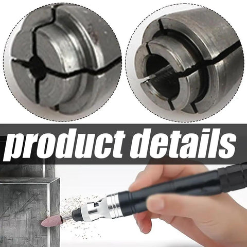 Close-up of steel die grinder collet in Six Pack Die Grinder Collets Set with 1/4 Inch and 1/8 Inch Arbors Shanks for tire repair