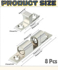 Eight Pack Stainless Steel Cabinet Latches Spring Latch Heavy Duty Silver For Kitchen And Bathroom, 67mm Long 12mm Wide 17mm Deep, Mounting Holes 4mm And 4.5mm, Universal Fit For Quick Replacement Of Damaged Cabinet Doors. Product size diagram for stainless steel cabinet latches, 8 pcs.