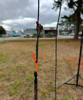 Tall Tripod Stabilization Kit for TST 20 with nylon ropes and cinches secured in an outdoor setting.