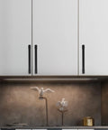 Two Pack Matte Black Cabinet Pulls With 12.6 Inch 320mm Hole Centers, Aluminum Kitchen Handles on white cabinets.