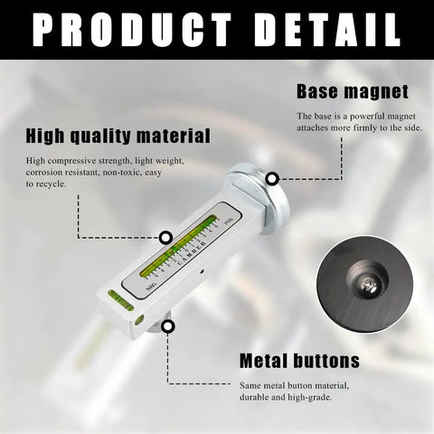 Adjustable Magnetic Camber Caster Gauge Tool Dead Nuts Accurate Wheel Alignment Aid For Tire And Suspension Work Universal Fit For Cars Trucks And Rv Gray showing detail on heavy-duty base magnet and quality material.
