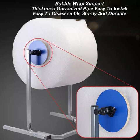 No Sweat Adjustable Packing Station Stand And Tabletop Bubble Wrap Dispenser For Moving Hustles Rust Resistant Steel Rack with bubble wrap support.