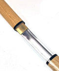 Close-up of Handmade Japanese Shirasaya Samurai Katana With 26.5 Inch Carbon Steel Blade and natural wood handle.