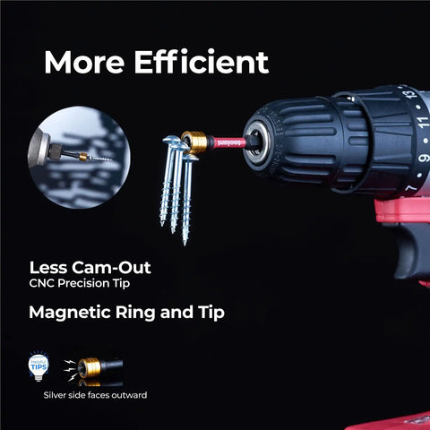 Heavy Duty Square Drive Bit Set For Impact Drivers With S2 Steel Bits Magnetic CNC Tips Robertson Square Bits One Quarter Inch Hex Shank Ten Piece SQ2 Long Bits In Durable Magnetic Storage Box