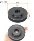 V Belt Sheave 7/8 Inch Bore, 3.45 Inch OD, Single Groove Web Sheave, Cast Iron, Bored-To-Size Pulley, Shaft Mount, Fits 4L Or A Belts, Durable Wear-Resistant Power Transmission Component shown with dimensions