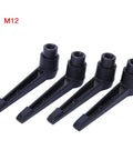 Heavy Duty Four Piece Adjustable Clamping Handles With Female Thread Locking Knobs In Durable Black Stainless Steel, M12 Size