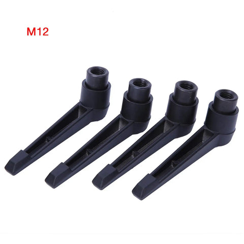 Heavy Duty Four Piece Adjustable Clamping Handles With Female Thread Locking Knobs In Durable Black Stainless Steel, M12 Size