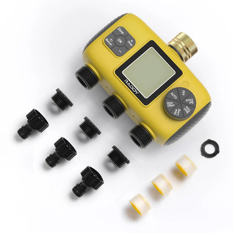 Three Zone Sprinkler Timer For Outdoor Irrigation, Beefy Heavy Duty Controller With Manual Watering, Rain Delay, High Pressure 6V Valve