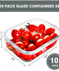 10 Pack 22 Oz Glass Meal Prep Containers With Airtight Locking Lids For Portion Control filled with tomatoes