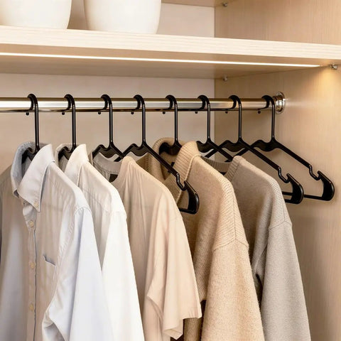 Straight Up Heavy Duty Black Plastic Clothes Hangers For Shirts And Jackets Adult Size Closet Organizer Space Saving Build That Never Warps Real Deal Wardrobe Rack Zero Drama Closet Storage Solution Pack Of Fifty