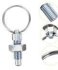 Premium Stainless Steel Spring Plungers 4 Pack Pull Type Indexing Pins close-up of snappy indexing pin with pull ring