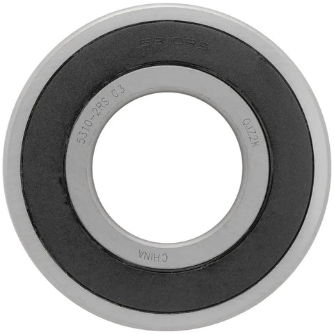 Two Pack Direct Swap 5310 Double Row Angular Contact Ball Bearing With Double Rubber Seal Built Tough For Smooth Heavy Rotation On Industrial Motors And Auto Repair Shops, showing rubber seal and center opening.