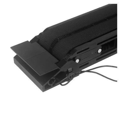 Smooth As Silk 24v Mini Belt Conveyor With Pu Transfer Track and Fine Tune Dial For Vending Machines and Bench Projects, close-up of black chassis and PU belt.