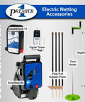 Electric Fence for Backyard Poultry with Step In Posts Easy Setup Portable Twelve Strand System accessories display