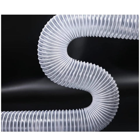Heavy Duty 1 Meter Dust Collection Hose For Woodworking Gear And Shop Vac Tanks flexes easily, showing flexible corrugated PVC design.
