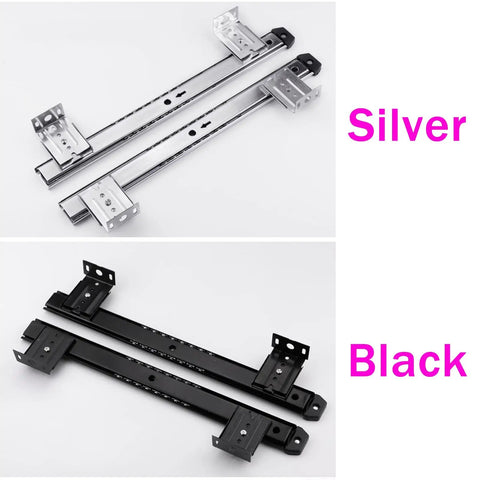 One Pair 14 Inch Heavy Duty Steel Drawer Slides Silent Ball Bearings 40kg Load Capacity Cabinet Furniture Workshop Smooth Glide Robust Construction Easy Install No Jank Vibe For Home Renovation Projects Reliable Long Term Storage Solutions, silver and black