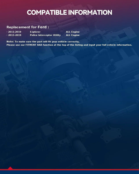 Information sheet for Rear Wheel Bearing Hub Assembly 512460 compatible with Ford Explorer 2011-2019 and Police Interceptor Utility.