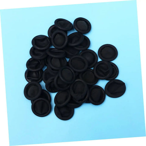 1000 Piece Black Latex Finger Sleeves Block Sneaky Sweat Smudges And Greasy Fingerprints From Messing With Pristine Hardware For Tough Shop Floor Crews And Weekend Gearheads Fixing Tight Builds, displayed on a blue background.