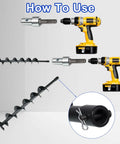 Heavy Duty 3/4 Inch Garden Earth Auger Drill Adapter With 2 Slot Shank showing connection with drill and auger bit