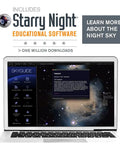 Laptop displaying Starry Night educational software for StarSense Explorer LT 114AZ App Enabled Telescope With Smartphone Dock.