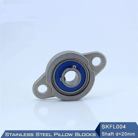 Authentic Stainless Steel Pillow Block Bearings SKFL004 Housing With 20 Mm Shaft Size Mounted Precision Unit Heavy Duty Pro Grade Kickass Parts Designed For Hot Repair Work And Mechanical Build On Shop Floors Or Custom Projects Go Wild Where It Goes. front view, 20mm shaft