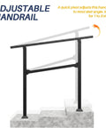 Adjustable Heavy Duty 3 Step Outdoor Handrail 2 Pack suitable for 1 to 3 steps, metal with grippy base for safety.