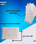 Student CPR And First Aid Training Kit Pack Of 10 With Two Nonwoven Triangular Bandages, Gloves, Latex Free, Training Only