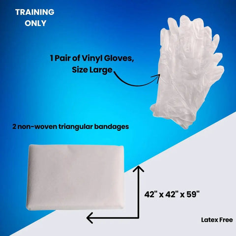 Student CPR And First Aid Training Kit Pack Of 10 With Two Nonwoven Triangular Bandages, Gloves, Latex Free, Training Only