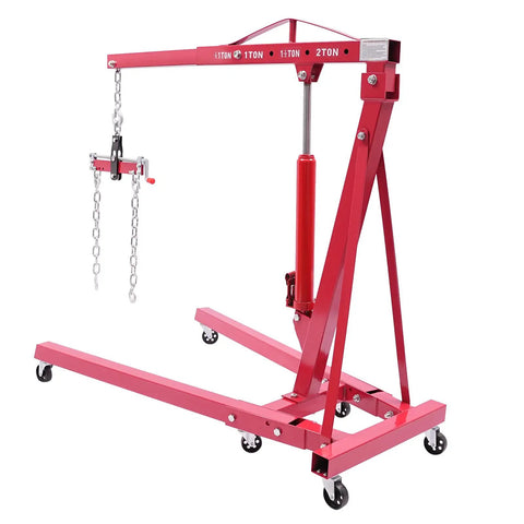 Hoss Strength Folding Engine Hoist With Lever 2 Ton Hydraulic Cherry Picker with chain and smooth rolling casters