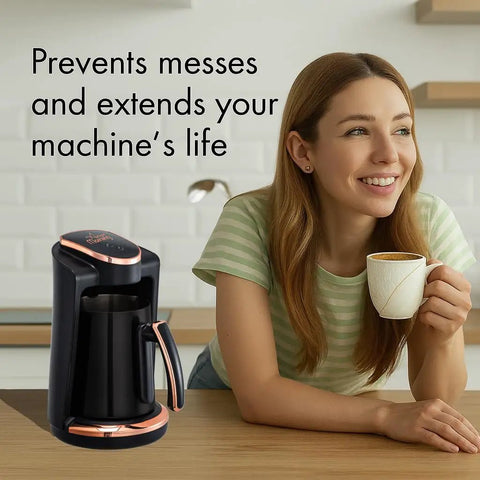 Turkish And Greek Coffee Maker For Home Use 1 To 4 Cup Capacity 400W Electric Pot BPA Free Anti Spill Design With Cook Sense Technology